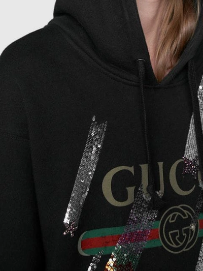 Shop Gucci Logo Sweatshirt With Shooting Stars In Black