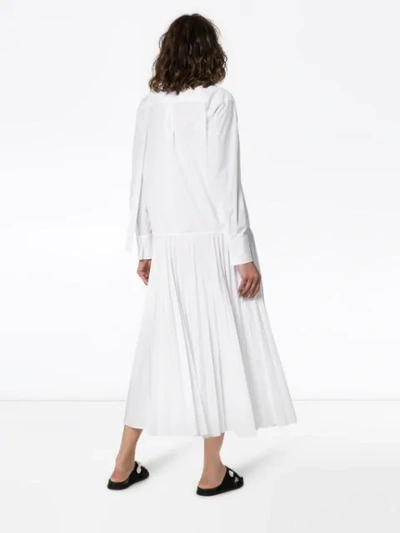 Valentino Pleated Cotton-blend Poplin Dress In White