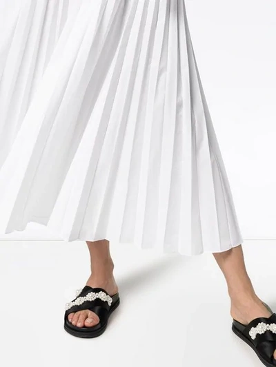 Valentino Pleated Cotton-blend Poplin Dress In White