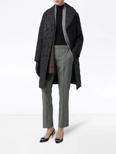 Shop Burberry Straight Fit Prince Of Wales Check Wool Trousers In Black