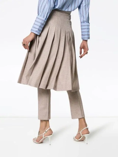 Shop Fendi Micro Check Skirt And Wool Trousers In Brown