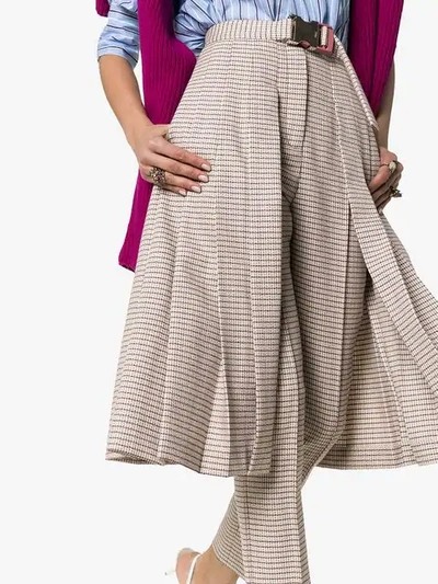 Shop Fendi Micro Check Skirt And Wool Trousers In Brown