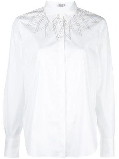 Shop Brunello Cucinelli Contrasting Topstitching Shirt In White