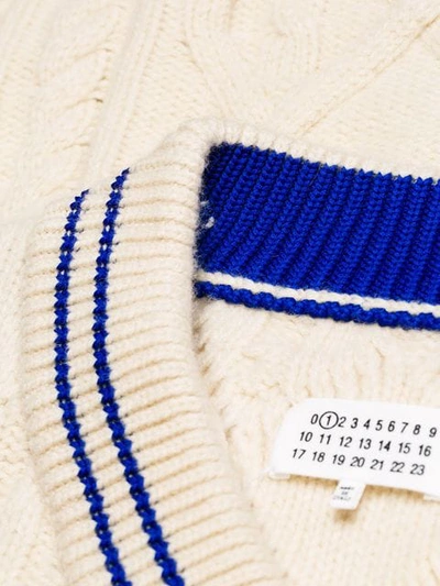 Shop Maison Margiela Cable Knit Sweater Dress In Neutrals