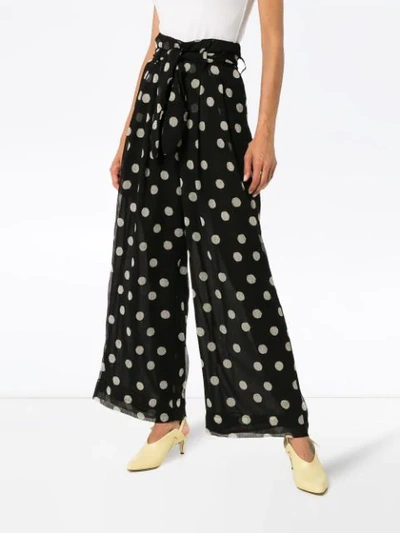 Shop Nanushka Nevada High Waisted Polka Dot Wide In Black