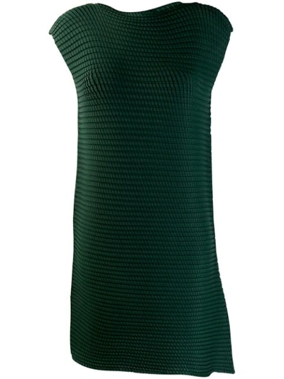 Shop Issey Miyake Sleeveless Ribbed Mini Dress - Green