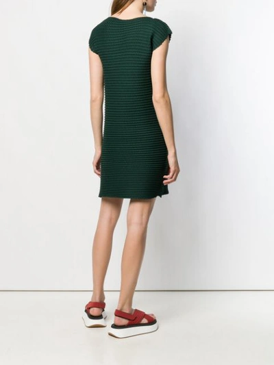Shop Issey Miyake Sleeveless Ribbed Mini Dress - Green
