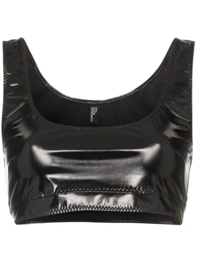 Shop Lisa Marie Fernandez Zani Pvc Crop Top In Black