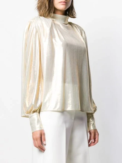Shop Msgm High-neck Blouse In Gold