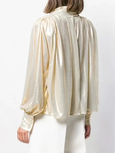 Shop Msgm High-neck Blouse In Gold