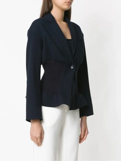 Shop Gloria Coelho Fitted Waist Blazer In Blue