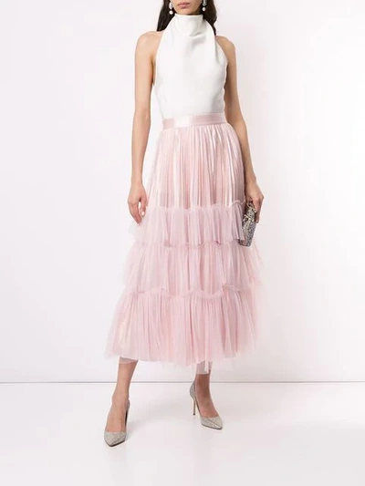 Shop Huishan Zhang Tulle Tiered Maxi Skirt In Pink