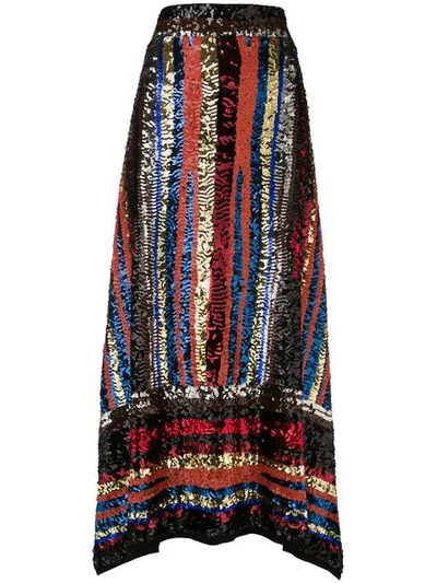 Shop Attico Handmade Multicolor Sequin Skirt - Black