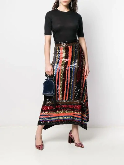 Shop Attico Handmade Multicolor Sequin Skirt - Black