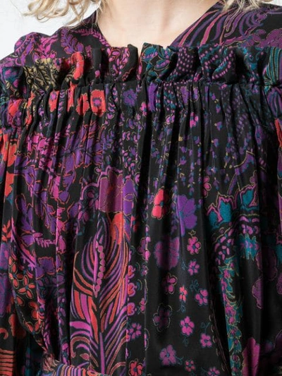 Shop Josie Natori Printed Ruffle Dress In Black