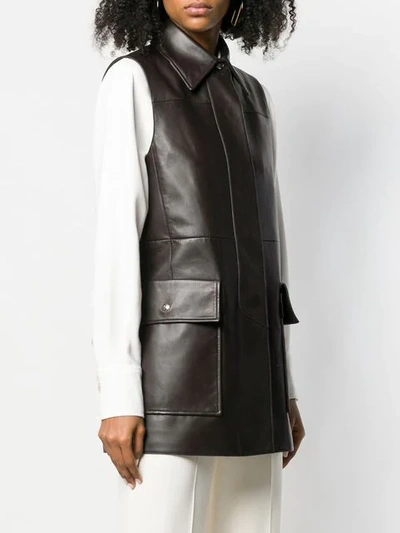 Shop Ferragamo Classic Fitted Gilet In Brown