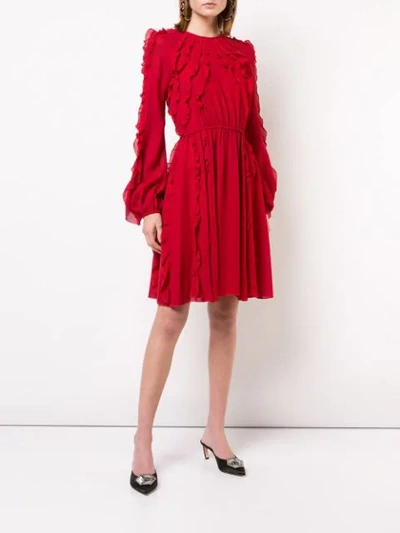 Shop Giambattista Valli Short Ruffled Dress In Red