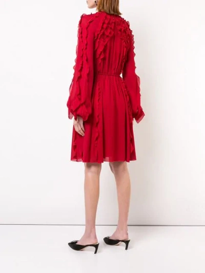 Shop Giambattista Valli Short Ruffled Dress In Red