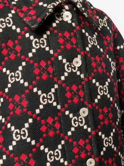 Shop Gucci Gg Diamond Wool Cape Coat In Black