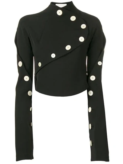 Shop A.w.a.k.e. Button Embellished Top In Black