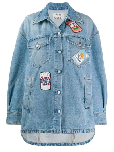 Shop Acne Studios Patch Detail Denim Overshirt In Blue