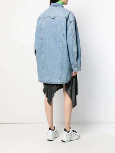 Shop Acne Studios Patch Detail Denim Overshirt In Blue