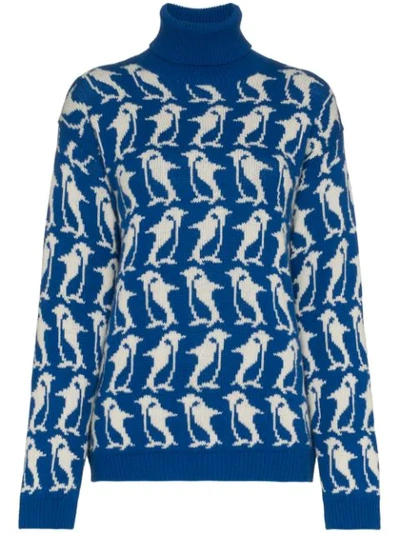 Shop Moncler Penguin Turtle Neck Knit In Blue