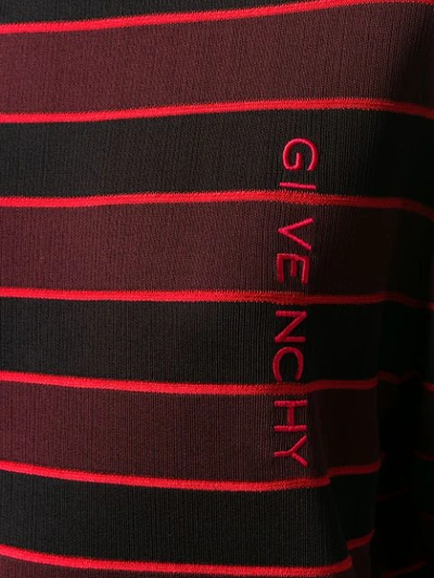Givenchy Logo Embroidered Striped Top In Black