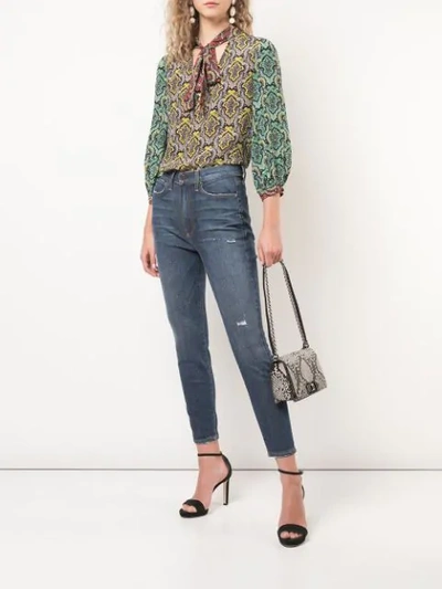 Shop Alice And Olivia Sheila Blouson Sleeve Top In Green