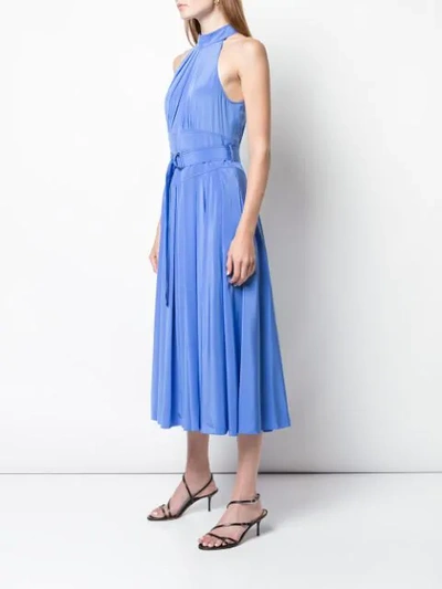 Shop Diane Von Furstenberg Crepe De Chine Halterneck Dress In Blue