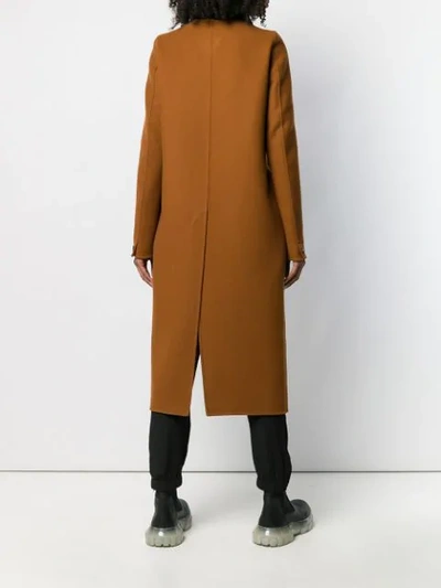 Shop Rick Owens Longline Coat In Brown