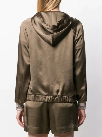 Shop Brunello Cucinelli Hooded Bomber Jacket In Green