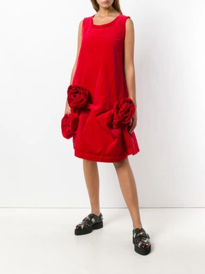 Shop Comme Des Garçons Corsage Flared Shift Dress In Red