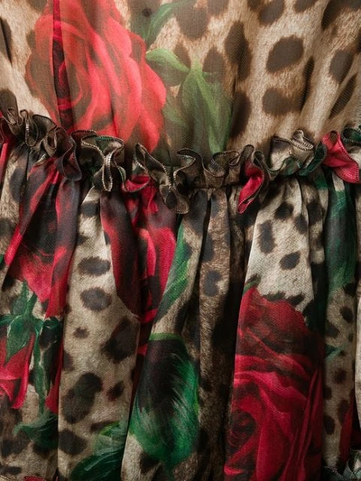 Shop Dolce & Gabbana Patterned Ruffled Dress In Hkirs Rose Rosse Fdo Leo