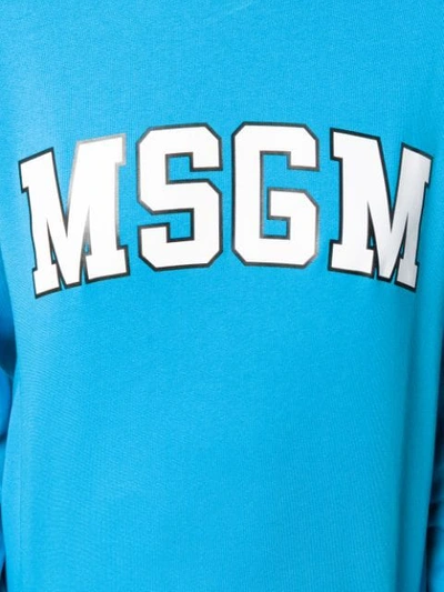 Shop Msgm College Logo Jumper In Blue