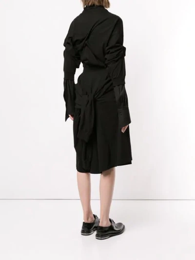 Shop Aganovich Deconstructed Jersey Shirt Dress In Black