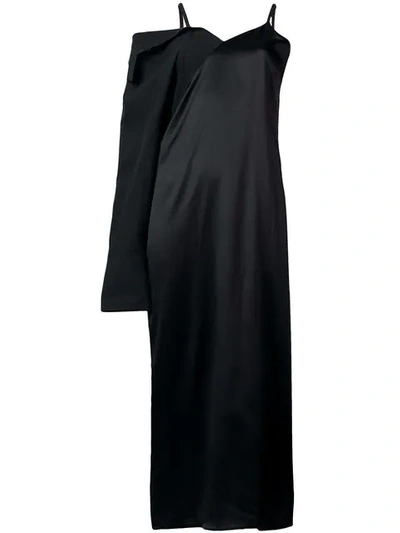 ANDREA YA'AQOV CAMI-STYLED DRESS WITH LONG SLEEVE - 黑色