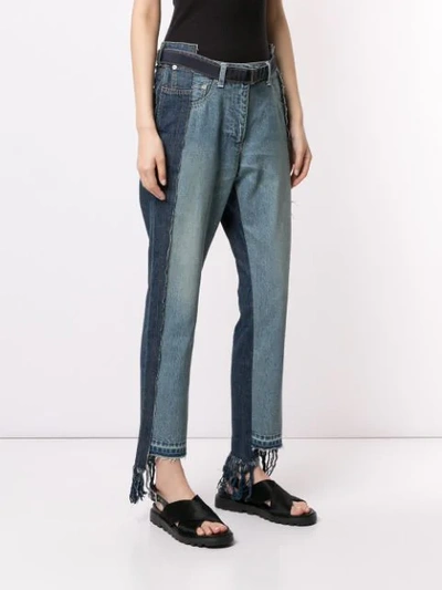 Shop Sacai Patchwork Boyfriend Jeans In Blue