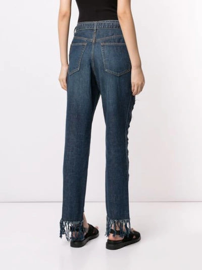 Shop Sacai Patchwork Boyfriend Jeans In Blue