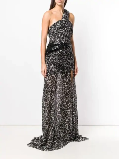 Shop Pinko Leopard Print Evening Dress In Black