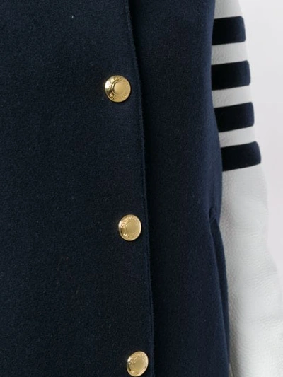 Shop Thom Browne Navy Melton Varsity Jacket In 415 Navy