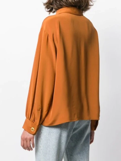 Pre-owned Saint Laurent 1980's Gathered Sleeves Shirt In Orange