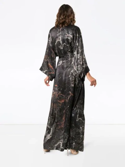 Shop Marta Larsson Black Obsidian Print Long Silk Kimono