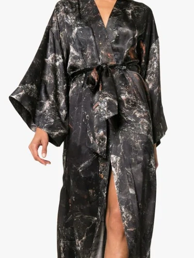 Shop Marta Larsson Black Obsidian Print Long Silk Kimono