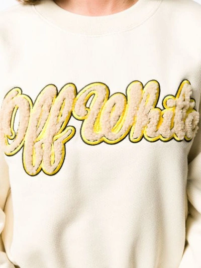 Shop Off-white Logo Applique Sweatshirt In Neutrals
