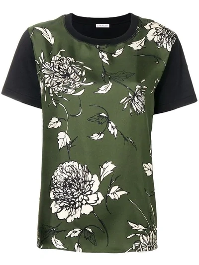 Shop Moncler Floral Print T-shirt In Green