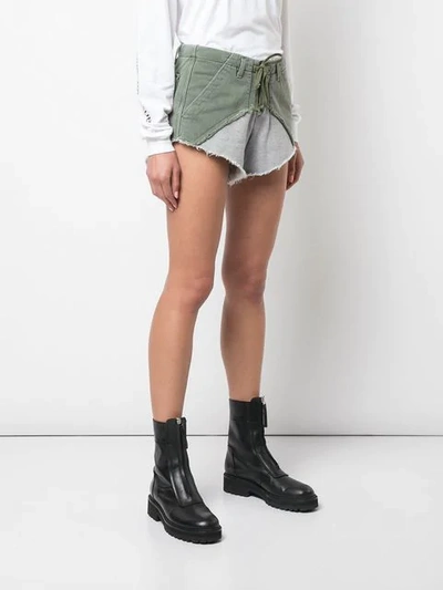 Shop Greg Lauren Two Tone Shorts In Green