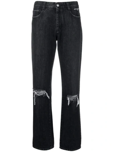 Shop Stella Mccartney Distressed Straight-leg Jeans In Black