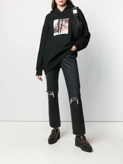 Shop Stella Mccartney Distressed Straight-leg Jeans In Black