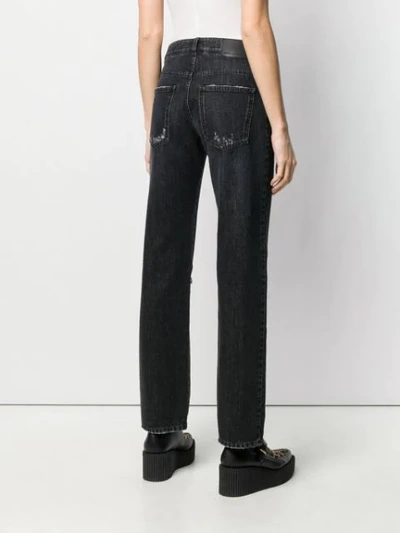 Shop Stella Mccartney Distressed Straight-leg Jeans In Black